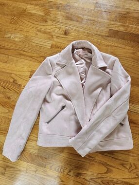 NWOT Philosophy Soft Blush Pink Faux Suede Moto Jacket